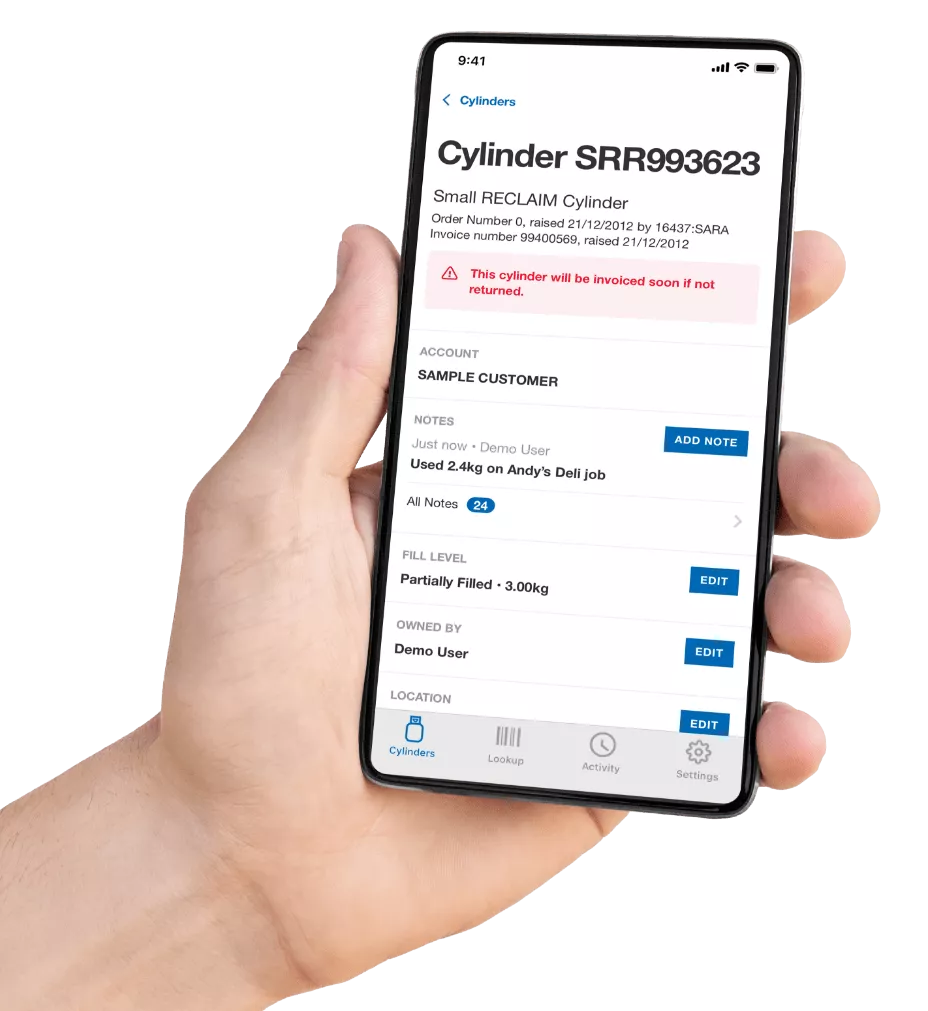 Gas2Go Cylinder App